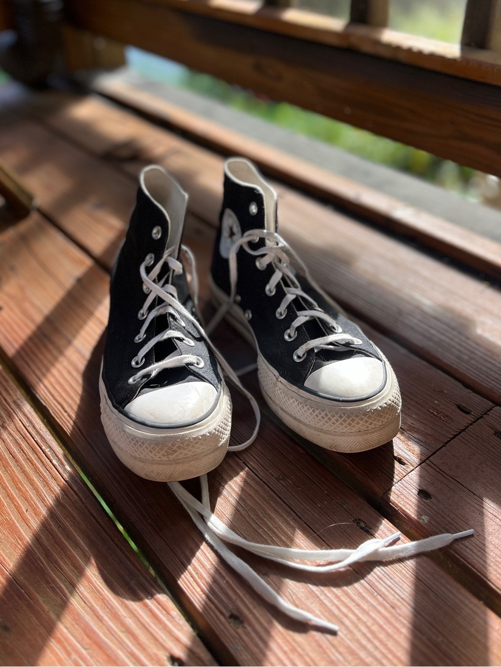 Black Converse Platform High Tops Size 8